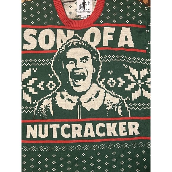 ELF Men's Sweater Medium "Son of a Nutcracker" Ugly Christmas Festive Funny Xmas - Picture 3 of 9